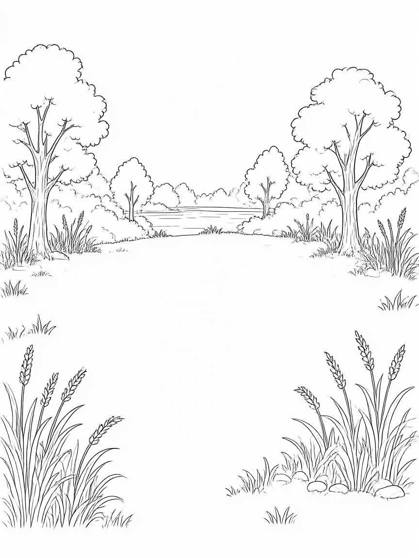 Lago: desenho para colorir