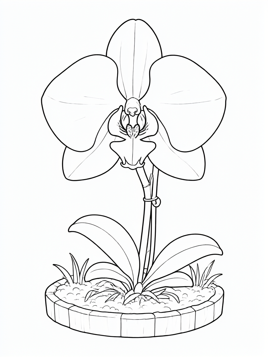 Orquídea desenho para colorir