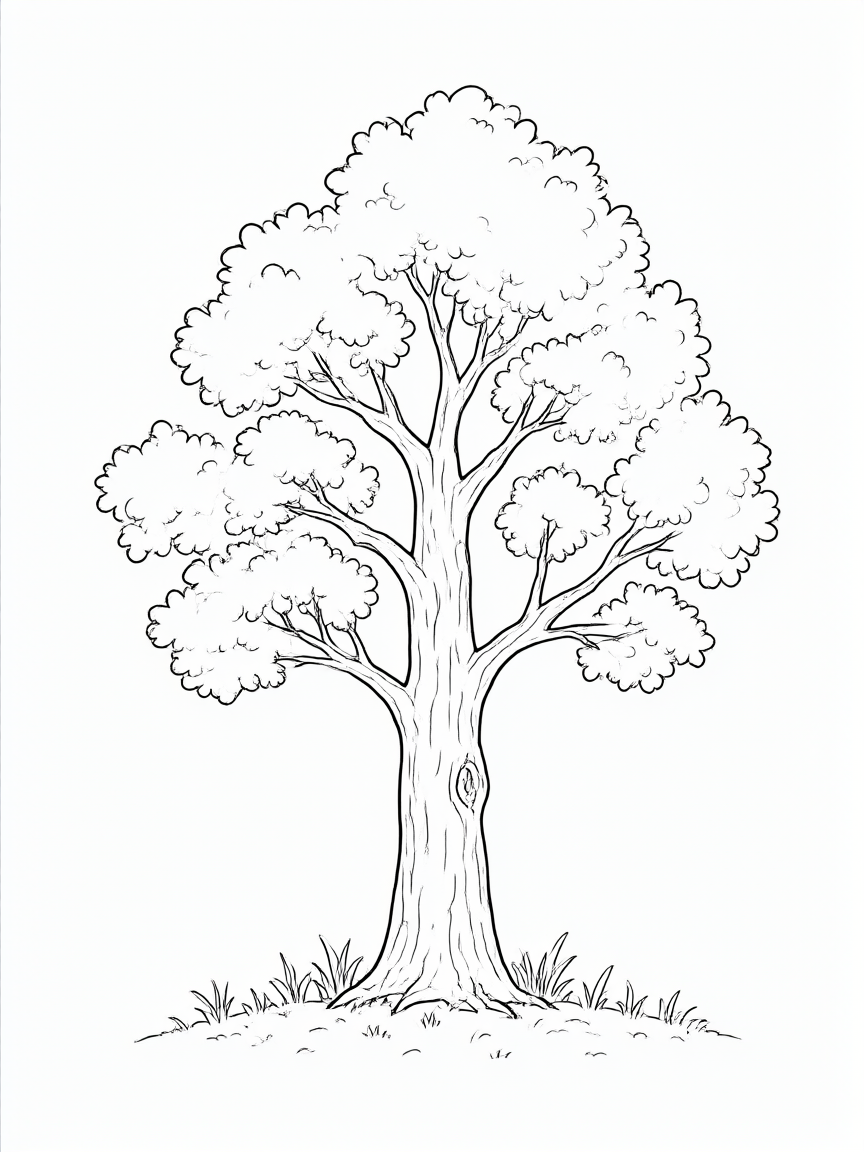 Árvore ramificada: desenho para colorir