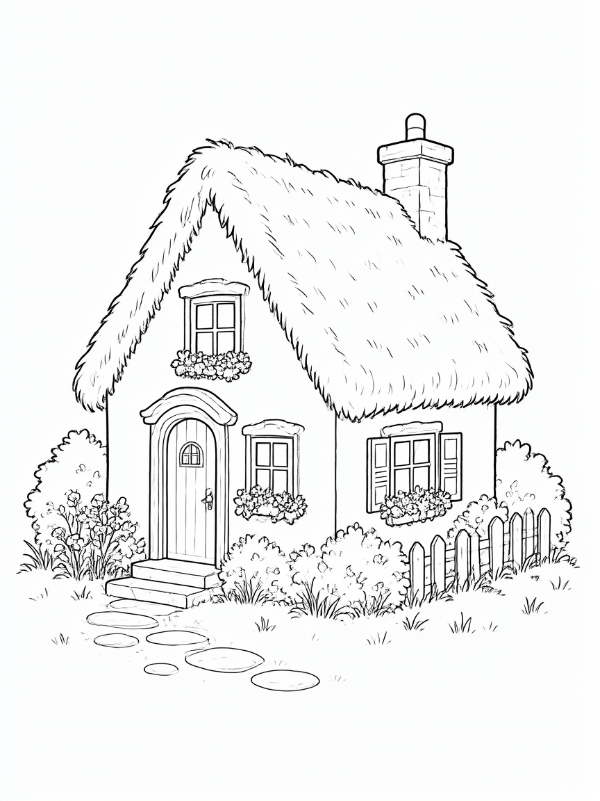 Casa florida desenho para colorir