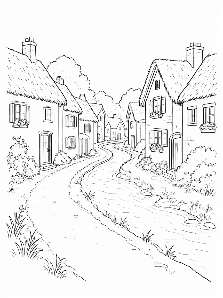 Vila: desenho para colorir