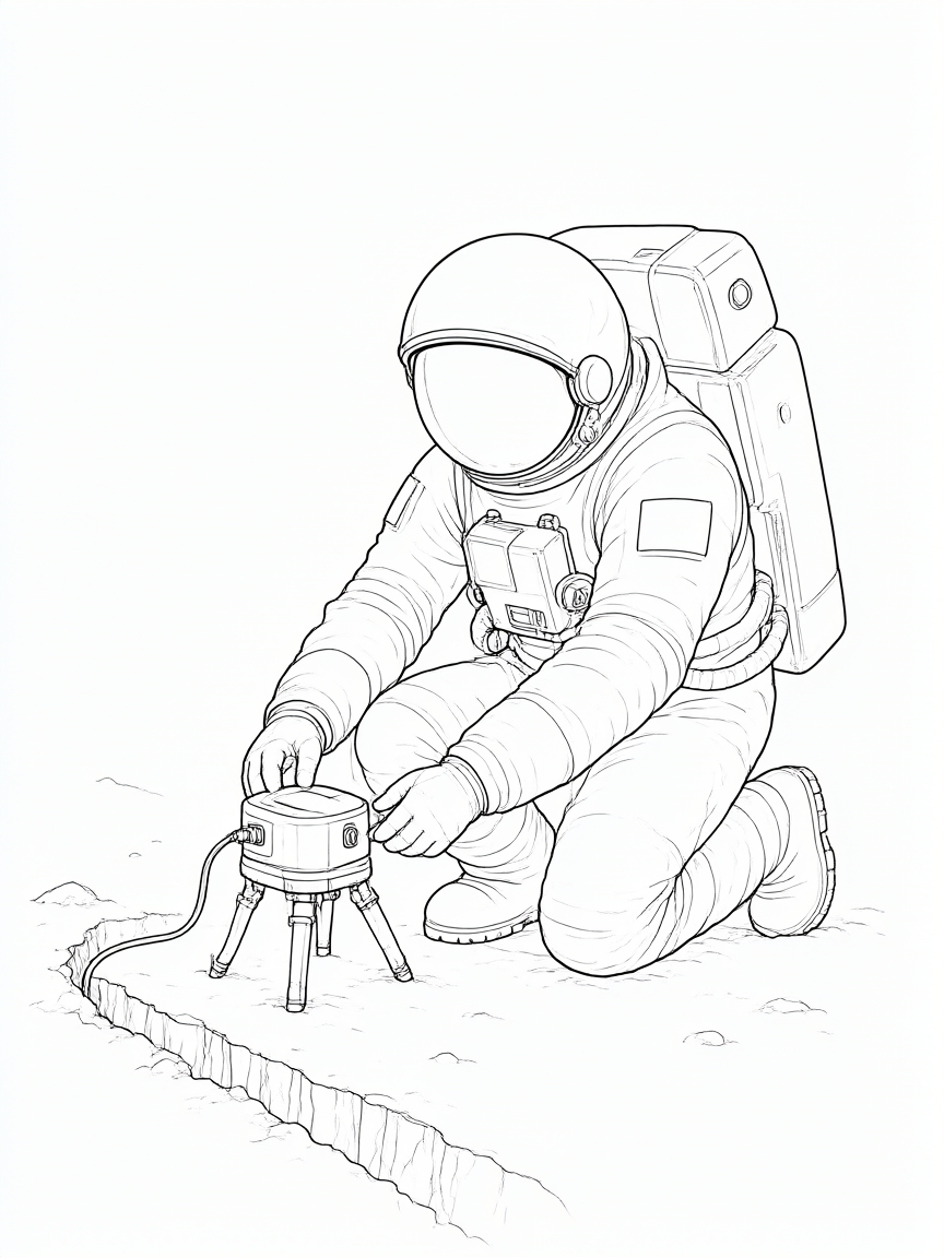 Pesquisa lunar: desenho para colorir