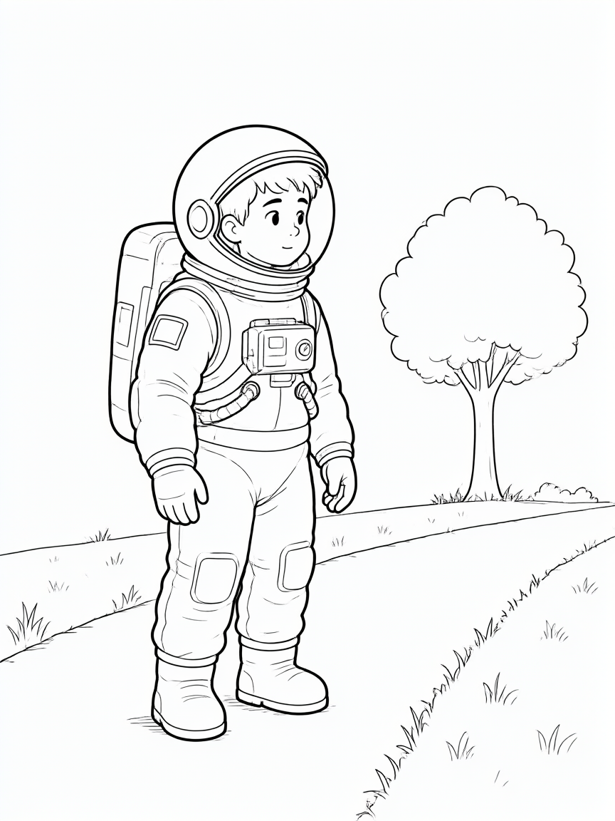 Astronauta passeando desenho para colorir