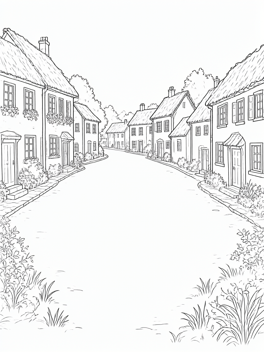 Vila: desenho para colorir