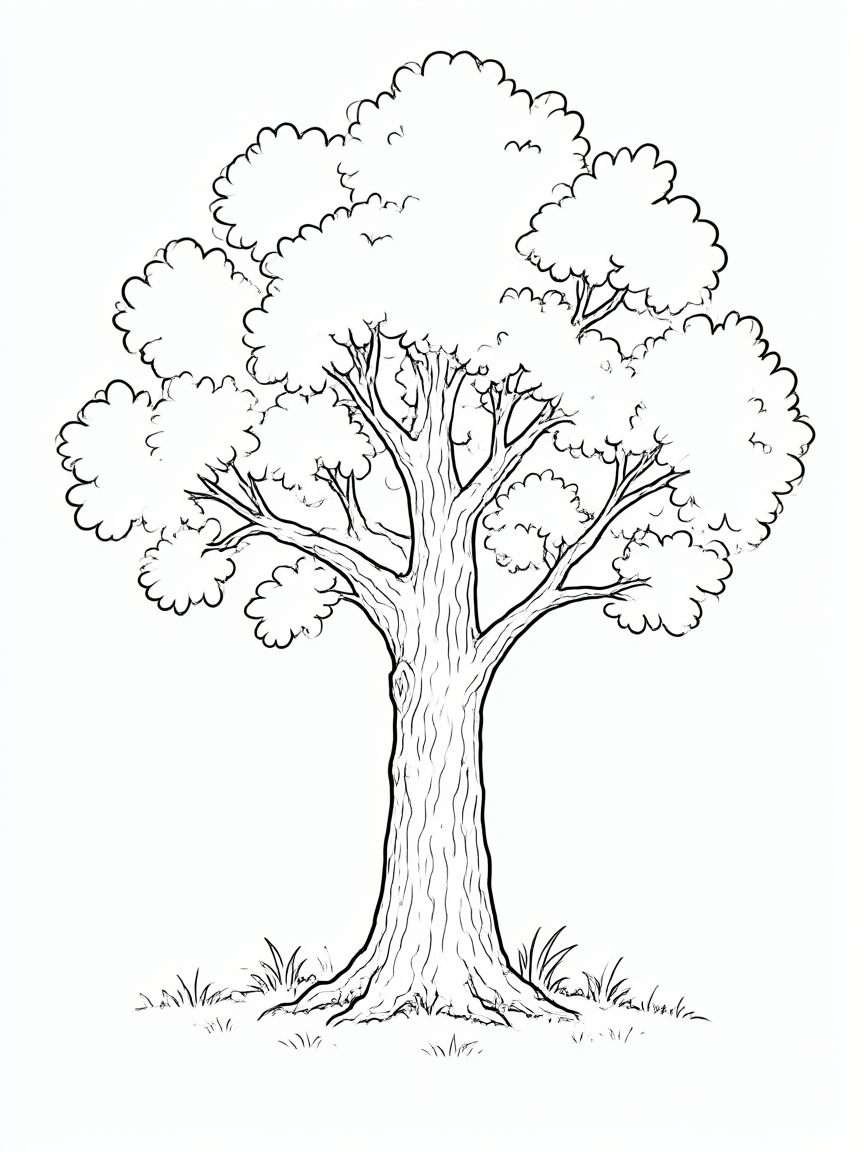 Árvore robusta desenho para colorir