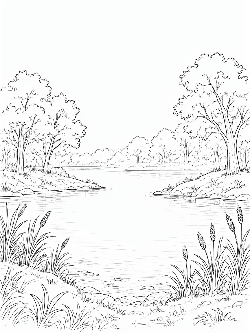 Lago: desenho para colorir