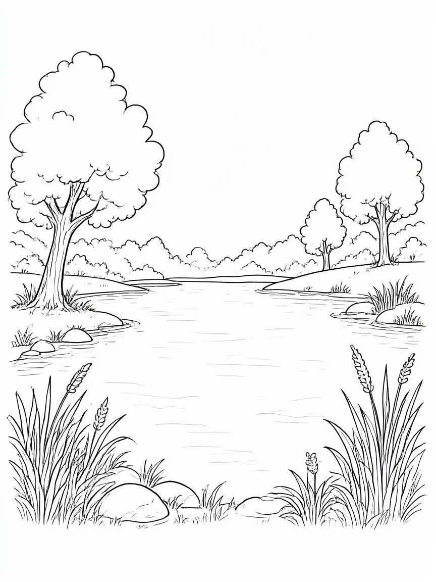 Lago: desenho para colorir