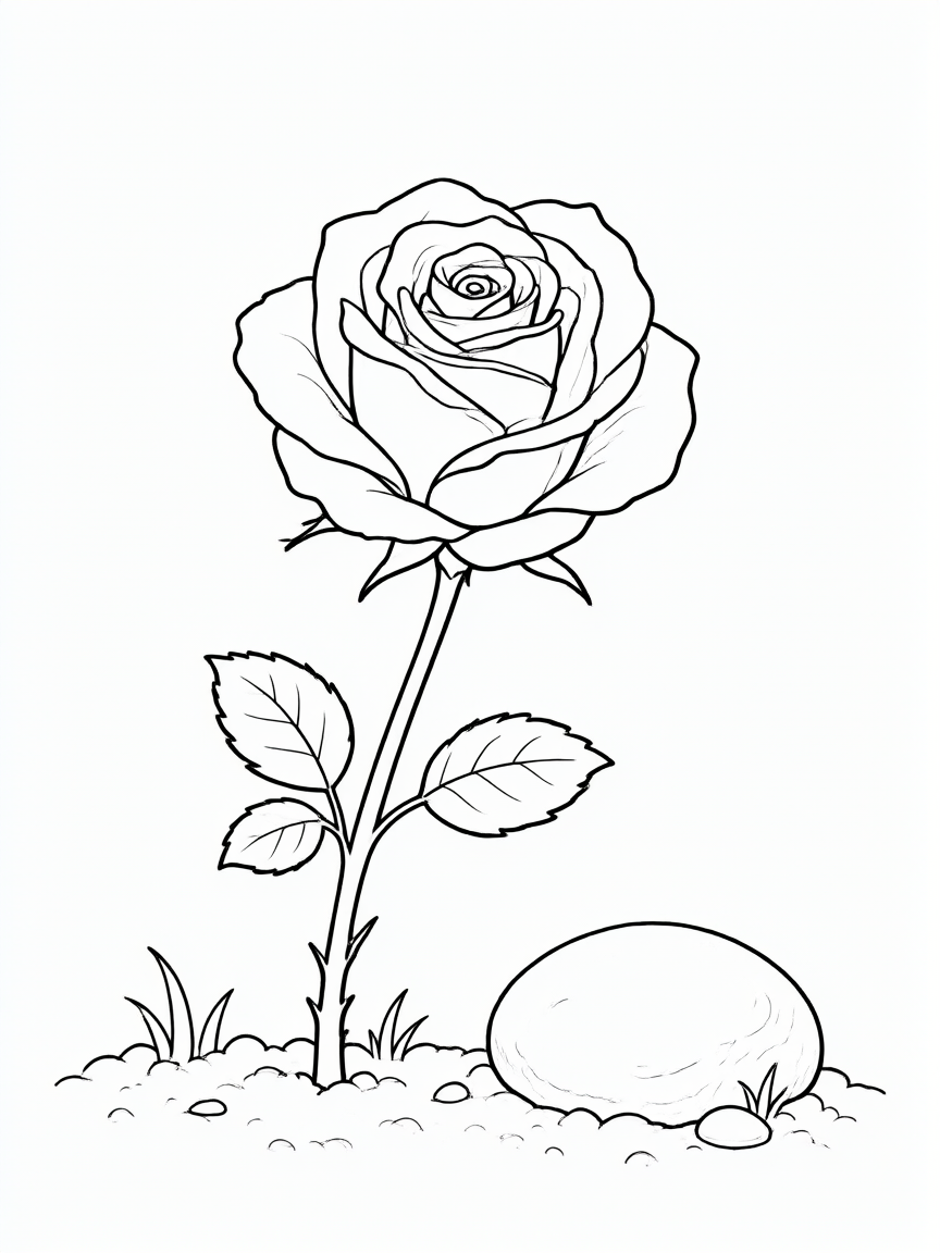 Rosa: desenho para colorir