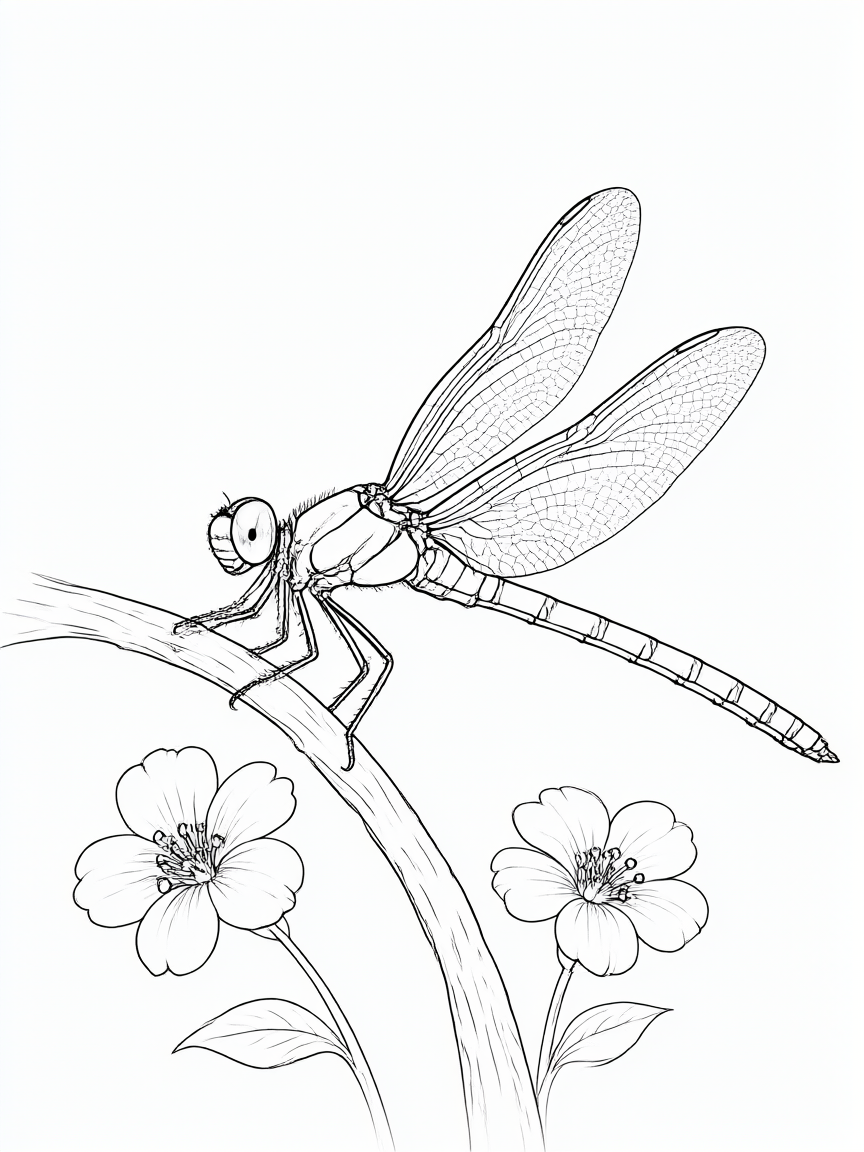 Libélula: desenho para colorir