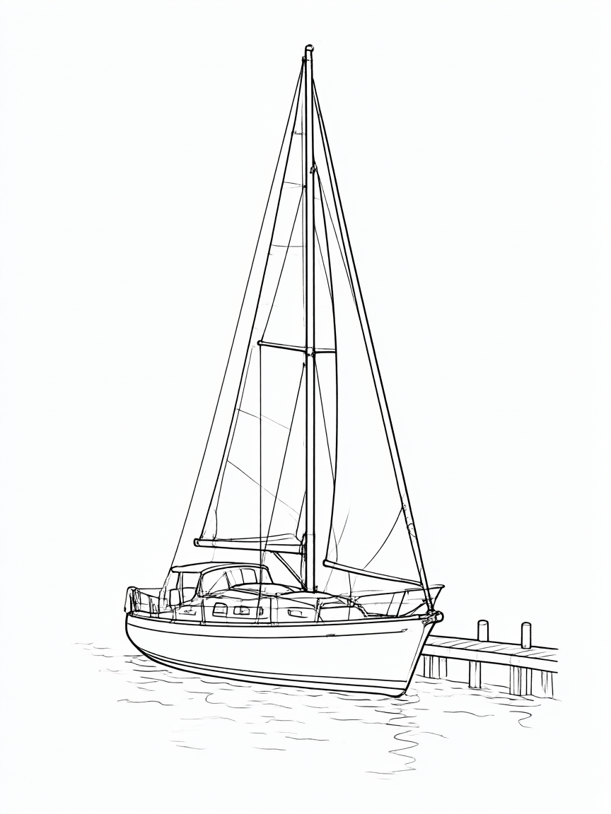 Veleiro: desenho para colorir