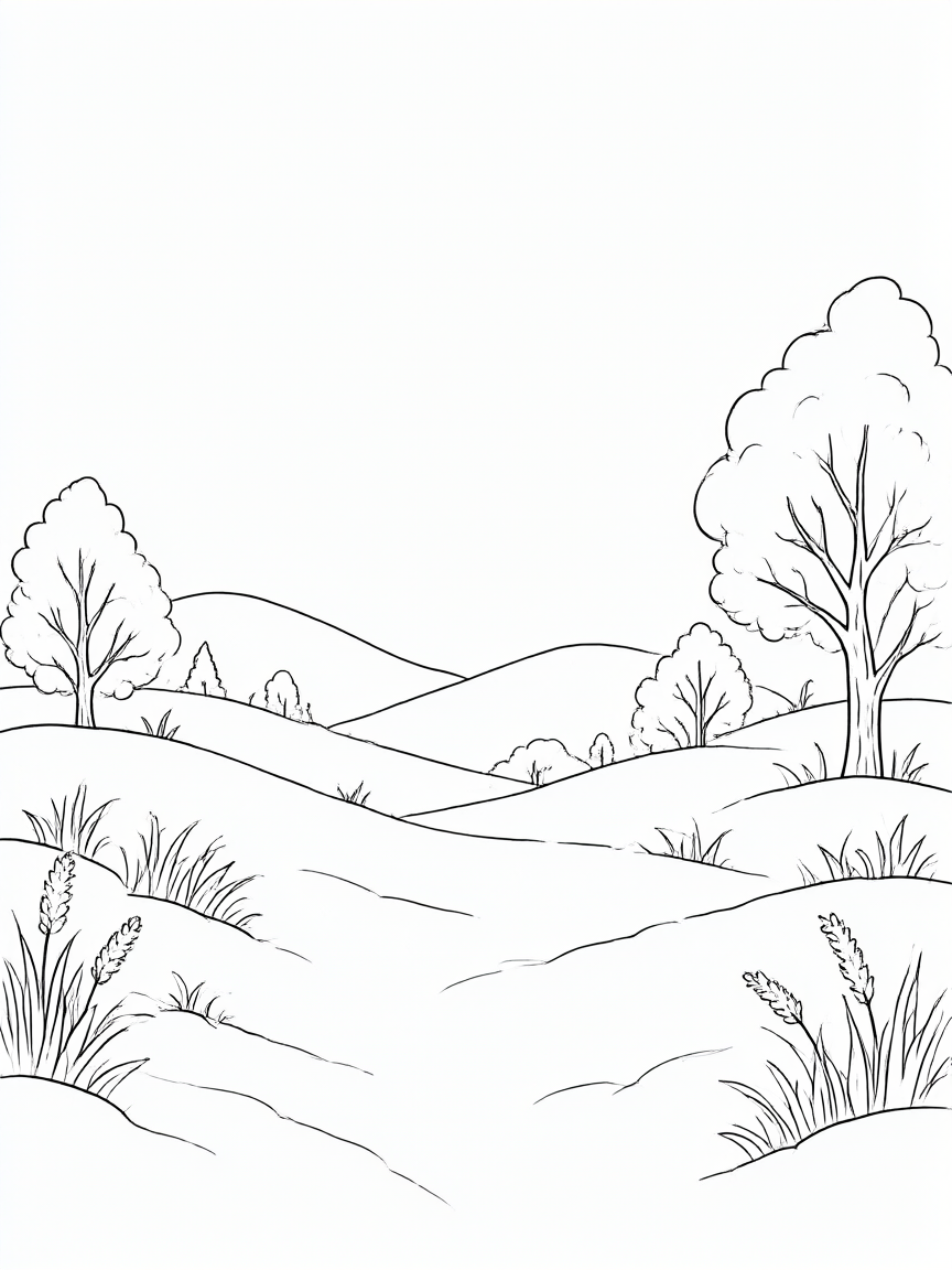 Paisagem: desenho para colorir