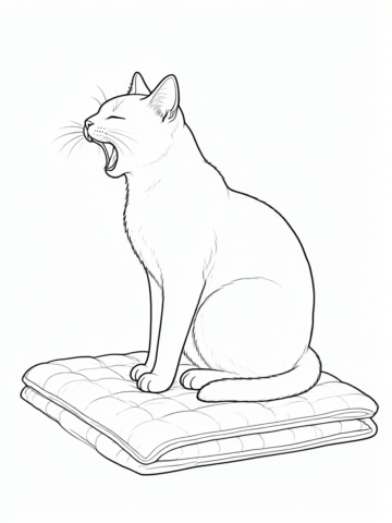 Gato bocejando: desenho para colorir