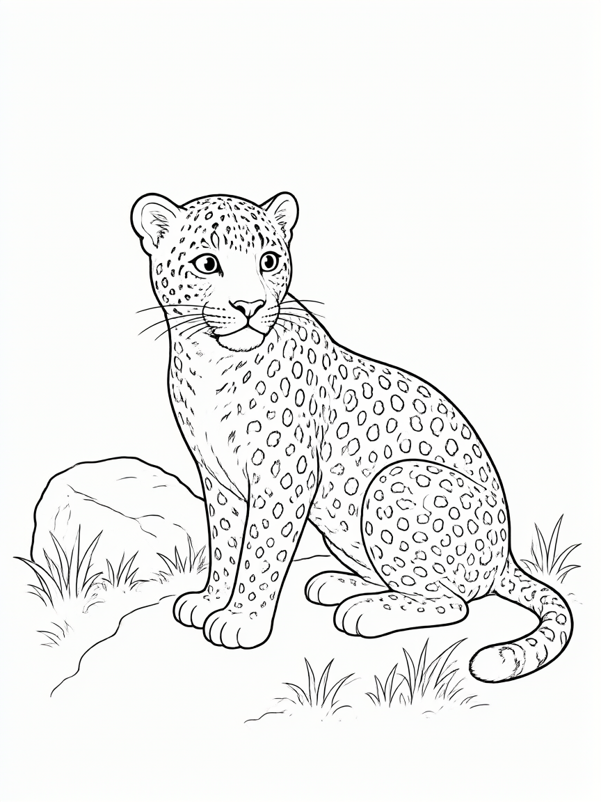 Leopardo observador desenho para colorir