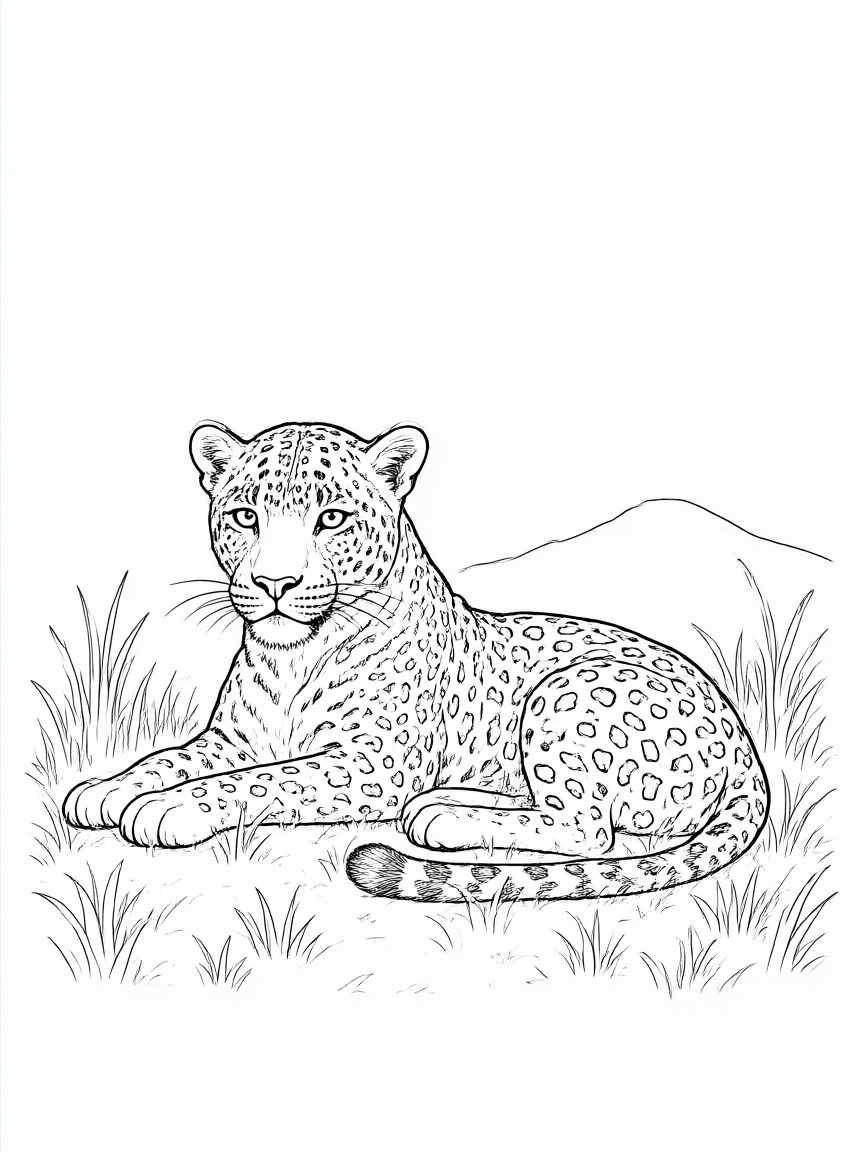 Leopardo tranquilo desenho para colorir