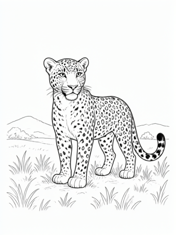 Leopardo erguido desenho para colorir